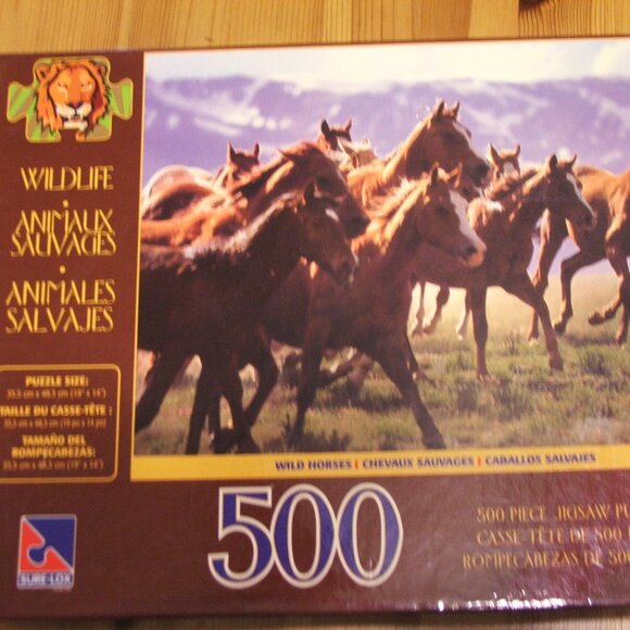 Sealed Sure-Lox Wildlife Wild Horses Jigsaw Puzzle 500 Piece (P65) - Picture 1 of 2